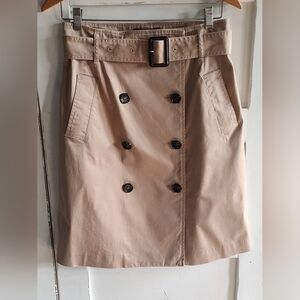 Talbots Women's Khaki Tan Trench Wrap Belted Midi Academia Skirt | Size 4